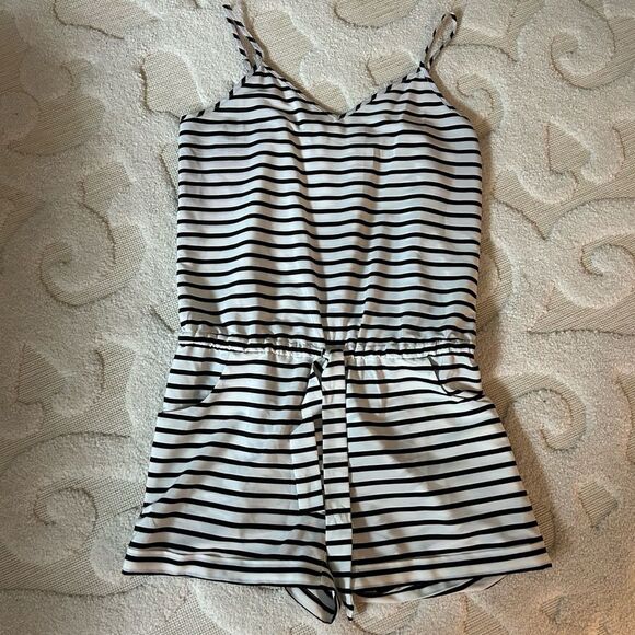 NEW J. Crew Black and White Striped Romper - Picture 2 of 5